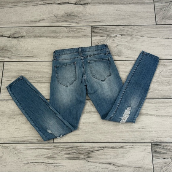 Cello Medium Blue Ripped Skinny Jeans - Picture 3 of 4